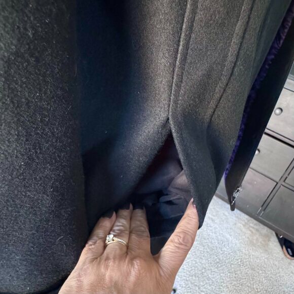 Calvin Klein Women’s Black Wool-Blend Coat (55% Wool)Mid-Length Purple Lining 10 - Picture 10 of 14